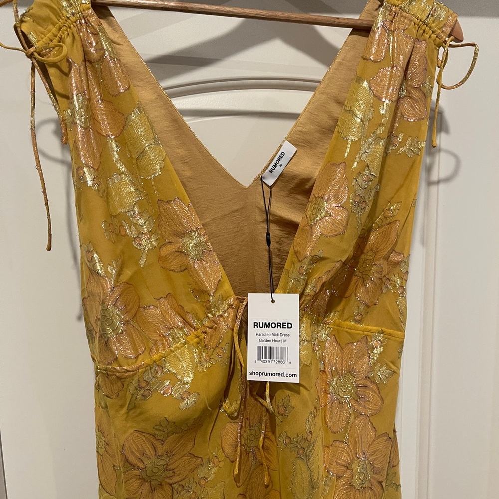 Rumored Gold Floral Midi Dress - Picture 3 of 4